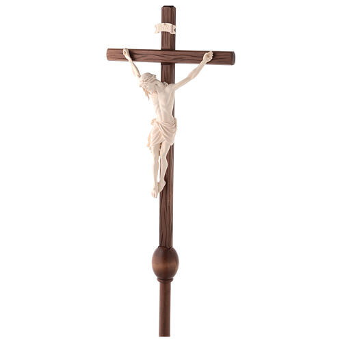 Cruz Cristo Siena procissão com base madeira natural 3