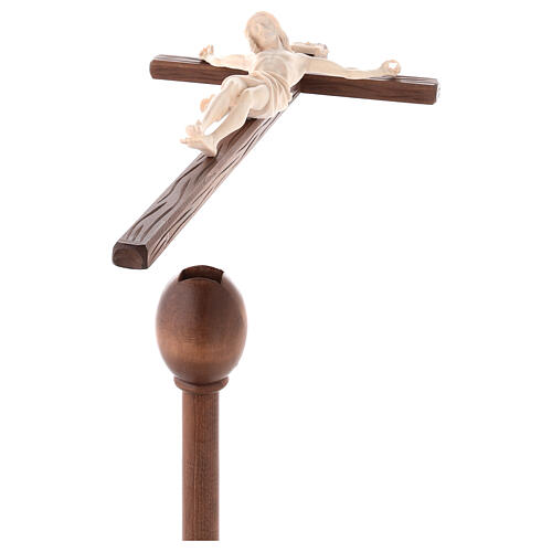 Cruz Cristo Siena procissão com base madeira natural 4