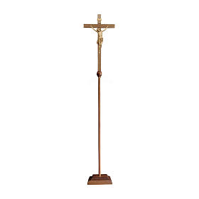 Vortragekreuze und Ständer: Vortragekreuz mit Basis, Modell Siena, Corpus Christi 3 x gebeizt Vortragekreuze und Ständer: Vortragekreuz mit Basis, Modell Siena, Corpus Christi 3 x gebeizt