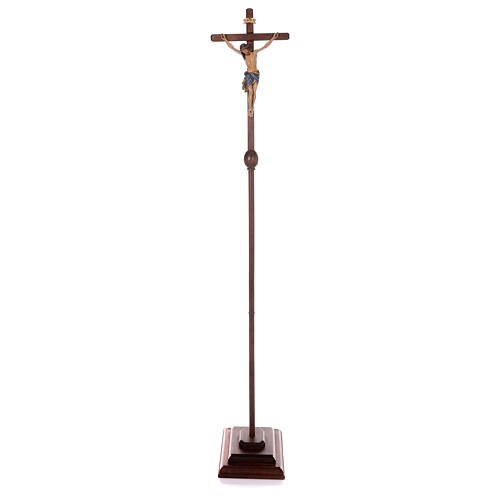 Croce astile con base Cristo Siena colorata 6