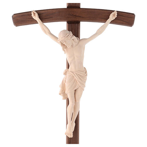Processional cross with base in natural wood, Siena-type Crucifix and curved cross 2