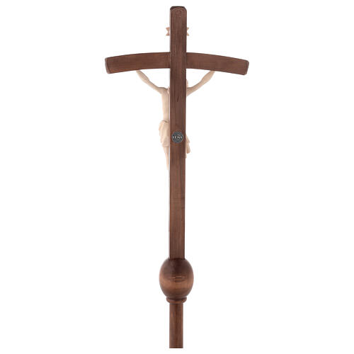 Processional cross with base in natural wood, Siena-type Crucifix and curved cross 11