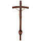 Processional cross with base in natural wood, Siena-type Crucifix and curved cross s11