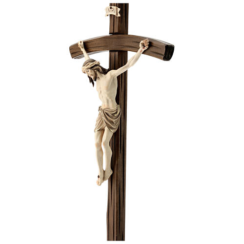 Processional cross with base in burnished wood, Siena-type Crucifix and curved cross 5