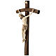 Processional cross with base in burnished wood, Siena-type Crucifix and curved cross s5
