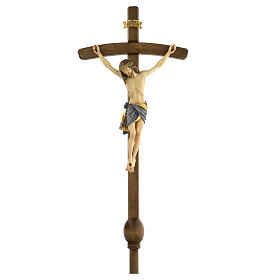 Vortragekreuz mit Basis, Modell Siena, Corpus Christi farbig gefasst, gebogener Balken