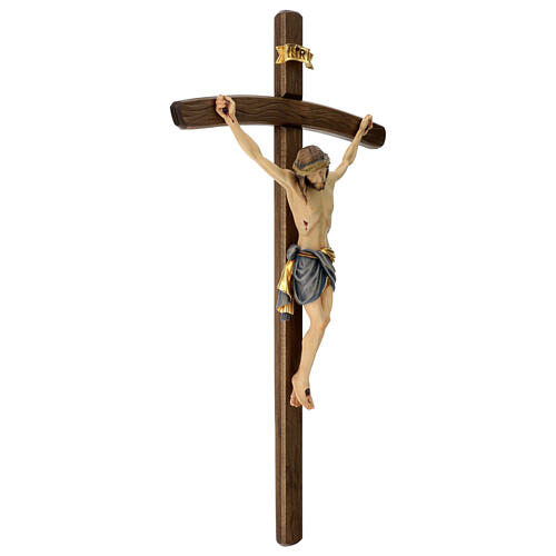 Vortragekreuz mit Basis, Modell Siena, Corpus Christi farbig gefasst, gebogener Balken 6
