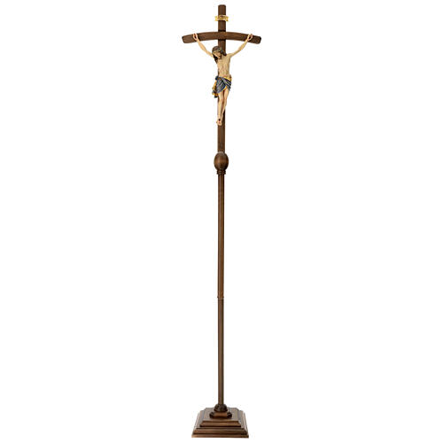 Processional cross with base, painted Siena-type Crucifix and curved cross 3