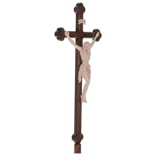 Processional cross in natural wood, Siena-type Crucifix with base and baroque cross 4