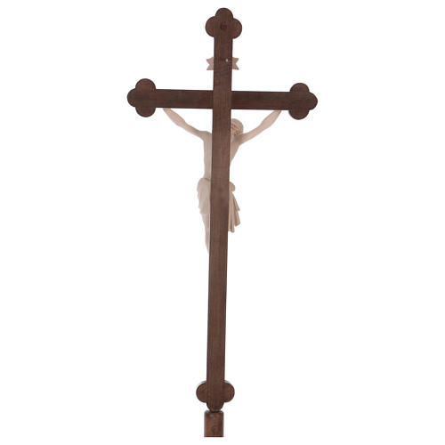 Processional cross in natural wood, Siena-type Crucifix with base and baroque cross 6