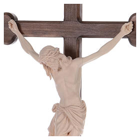 Processional cross in natural wood, Siena-type Crucifix with base and baroque cross