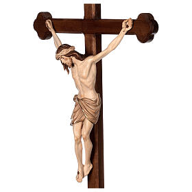 Vortragekreuz mit Basis, Modell Siena, Corpus Christi 3 x gebeizt, Barockkreuz gebeizt