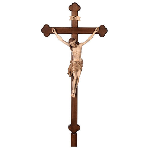 Vortragekreuz mit Basis, Modell Siena, Corpus Christi 3 x gebeizt, Barockkreuz gebeizt 1