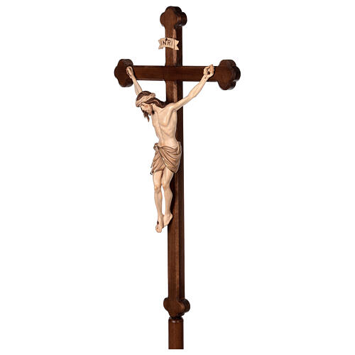 Processional cross in burnished wood, Siena-type Crucifix with base and baroque cross 4