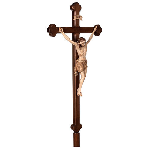 Processional cross in burnished wood, Siena-type Crucifix with base and baroque cross 5