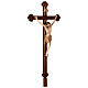 Processional cross in burnished wood, Siena-type Crucifix with base and baroque cross s5