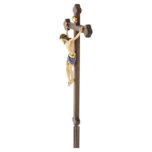 Vortragekreuz mit Basis, Modell Siena, Corpus Christi farbig gefasst, Barockkreuz gebeizt 4