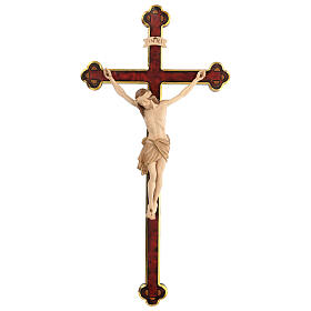 Processional cross with base in burnished wood, Siena-type Crucifix and baroque cross