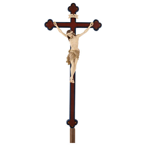 Processional cross with base in burnished wood, Siena-type Crucifix and baroque cross 1