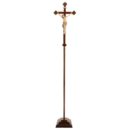 Cruz de procesión con base Cristo Siena cruz barroca antigua bruñida 3 colores 5