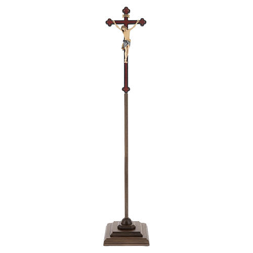 Vortragekreuz, Modell Siena, Corpus Christi farbig gefasst, Barockkreuz mit Antik-Finish 7