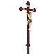 Vortragekreuz, Modell Siena, Corpus Christi farbig gefasst, Barockkreuz mit Antik-Finish s5