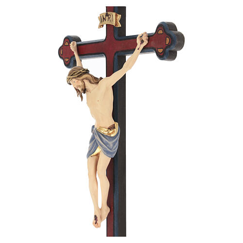 Croix de procession avec base Christ Sienne coloré croix baroque vieillie 3