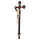 Croix de procession avec base Christ Sienne coloré croix baroque vieillie s6