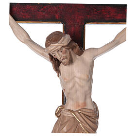 Vortragekreuz mit Basis, Modell Siena, Corpus Christi 3 x gebeizt, Barockkreuz mit Antik-Finish und Goldrand