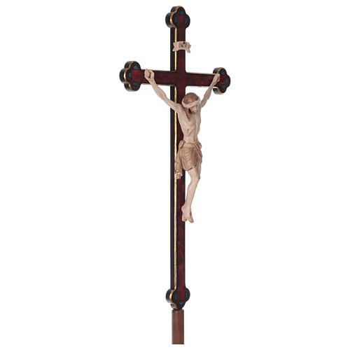 Vortragekreuz mit Basis, Modell Siena, Corpus Christi 3 x gebeizt, Barockkreuz mit Antik-Finish und Goldrand 4