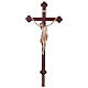 Vortragekreuz mit Basis, Modell Siena, Corpus Christi 3 x gebeizt, Barockkreuz mit Antik-Finish und Goldrand s1