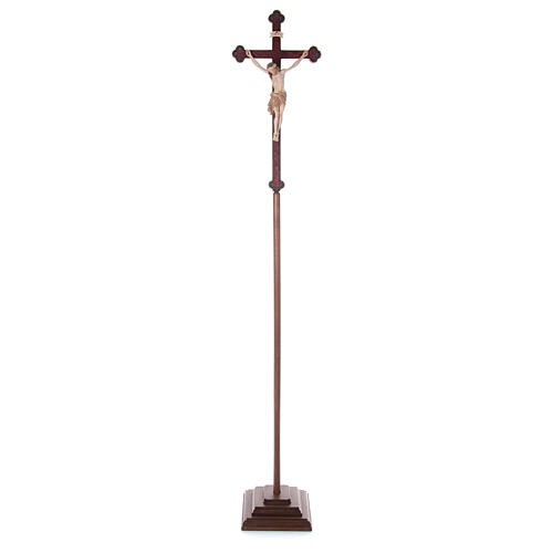 Croce astile con base  Cristo Siena  croce barocca oro  brunita 3 colori 5