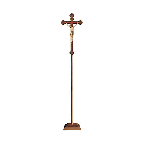 Cruz de procesión con base Cristo Siena coloreada cruz barroca oro 1