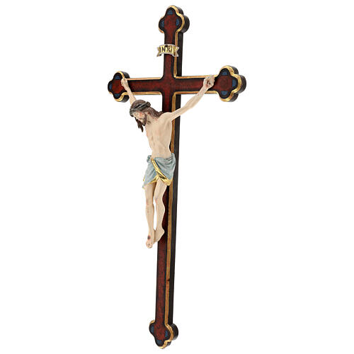 Vortragekreuz mit Basis, Modell Siena, Corpus Christi farbig gefasst, Details in Echtgold, Barockkreuz mit Antik-Finish und Goldrand 4