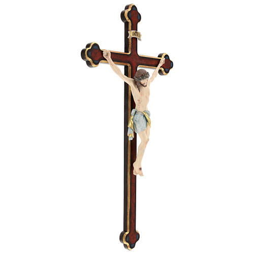 Vortragekreuz mit Basis, Modell Siena, Corpus Christi farbig gefasst, Details in Echtgold, Barockkreuz mit Antik-Finish und Goldrand 6