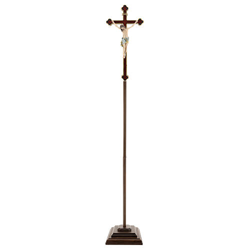 Processional cross with Jesus Christ finished in antique pure gold, baroque style, Siena model 3