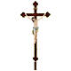 Processional cross with Jesus Christ finished in antique pure gold, baroque style, Siena model s1