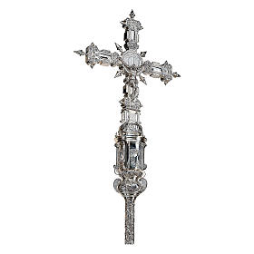 Croce Processionale Molina Plateresca ottone argentato