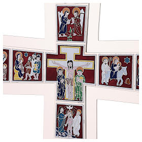 Croce Processionale Molina Vita di Cristo smaltata ottone argentato
