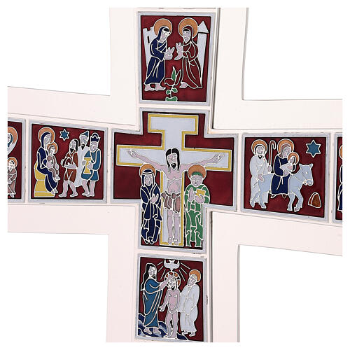 Croce Processionale Molina Vita di Cristo smaltata ottone argentato 2