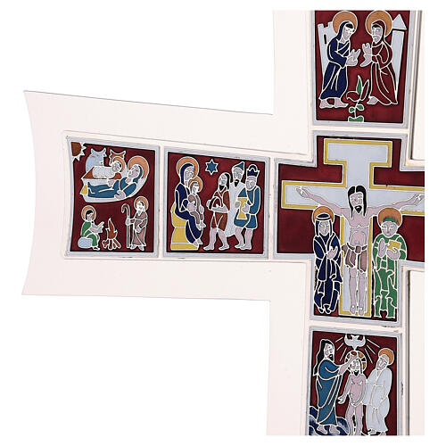 Croce Processionale Molina Vita di Cristo smaltata ottone argentato 4