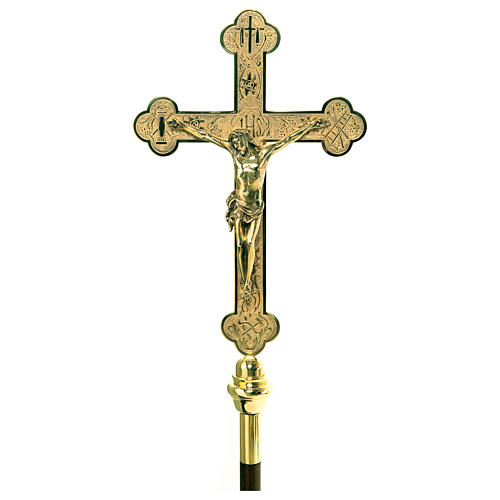 Krzyż procesyjny Molina klasyczny Pasja mosiądz pozłacany 1