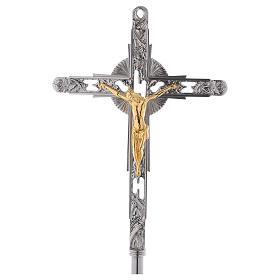 Croce astile da processione ottone color argento 200x35 cm
