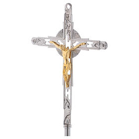 Croce astile da processione ottone color argento 200x35 cm