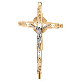 Processional cross in brass with silver-plated corpus 79x14 inc