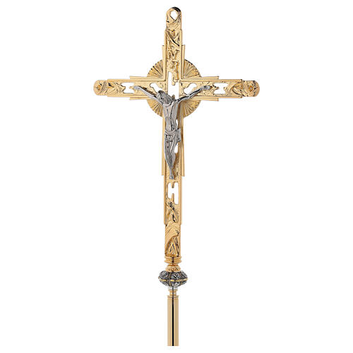 Croix de procession en laiton doré 1