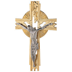 Croce processionale in ottone dorato