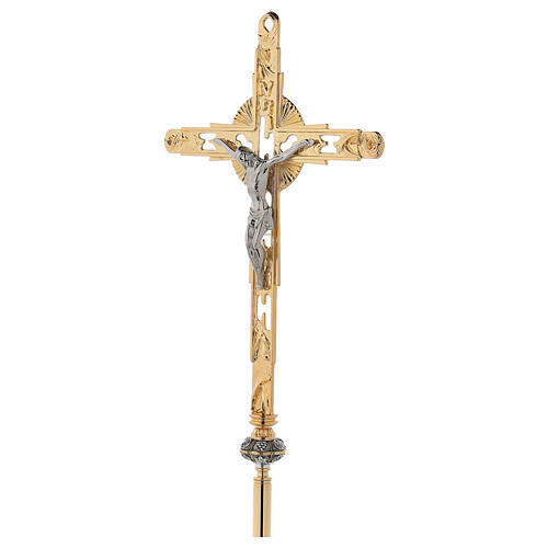 Croce processionale in ottone dorato 3