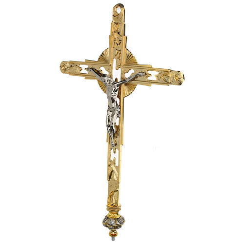 Croce processionale in ottone dorato 4