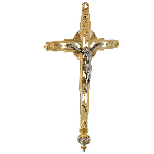 Croce processionale in ottone dorato 5